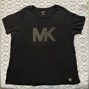 Micheal Kors short-sleeved Black women’s embellished crew neck shirt